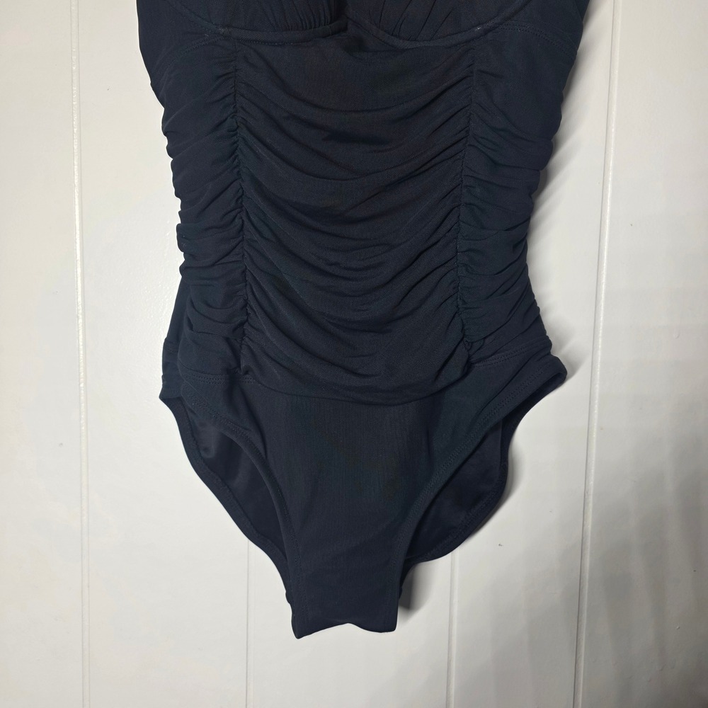 Spanx Black Ruched One Piece Swimsuit Size 8 D/DD Tummy Control Underwire 1732 - Picture 8 of 8